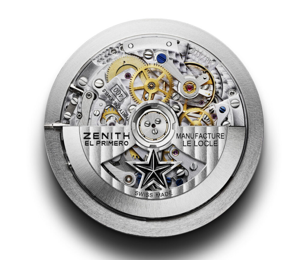 ZENITH真力时CHRONOMASTER REVIVAL 旗舰系列 A384复刻版腕表，搭载El Primero 400型自动上链机芯，可精准测量至1/10秒