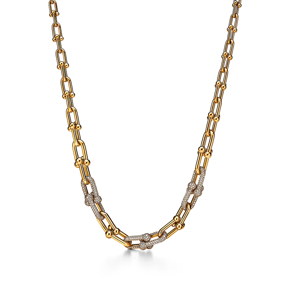 Tiffany & Co. 蒂芙尼 HardWear系列 18K黄金铺镶钻石渐变链环项链