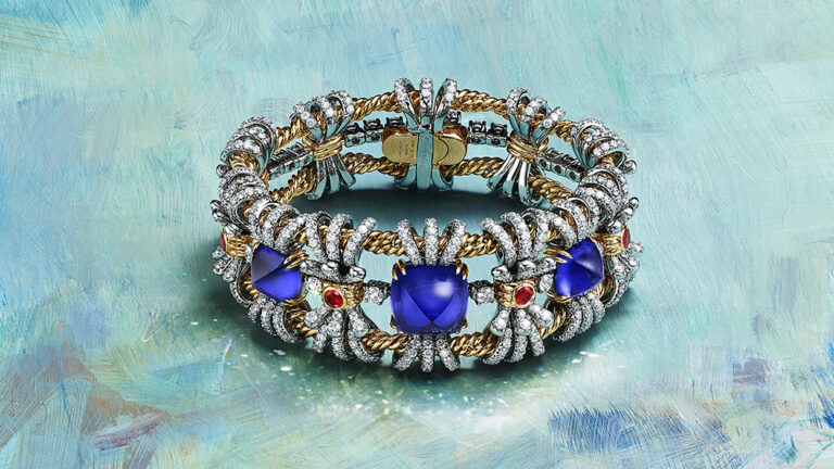 金缕织梦（Raffia）主题手镯，来自蒂芙尼2026-Blue-Book高级珠宝系列Hidden-Garden花语秘境
