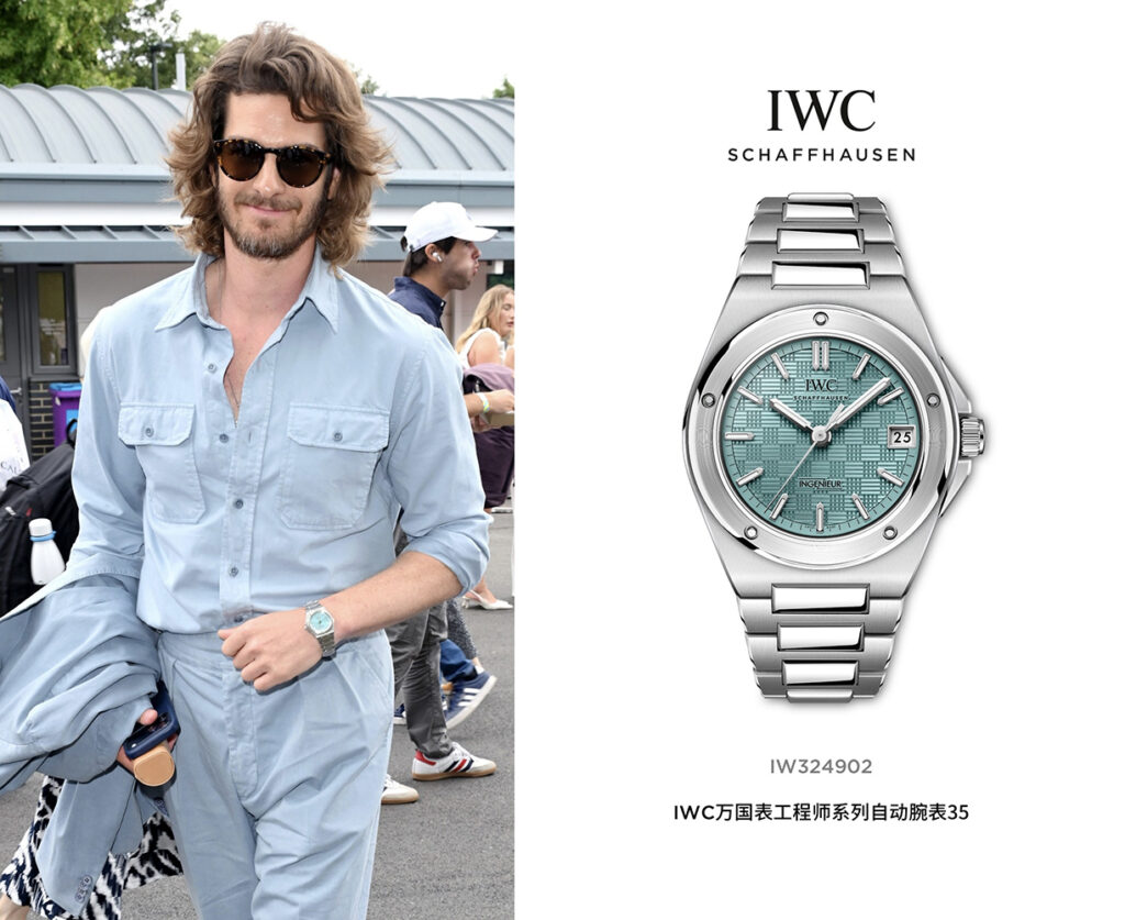 安德鲁·加菲尔德Andrew-Garfield佩戴IWC万国表工程师系列自动腕表35（型号：IW324902）亮相温网